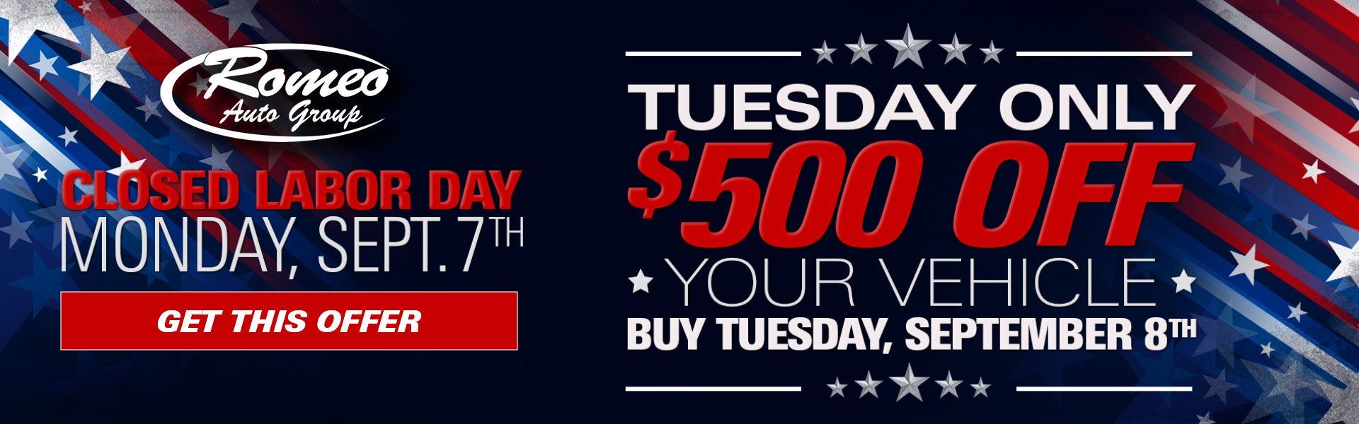 Labor Day - Sept 7th 2026 - Closed - $500