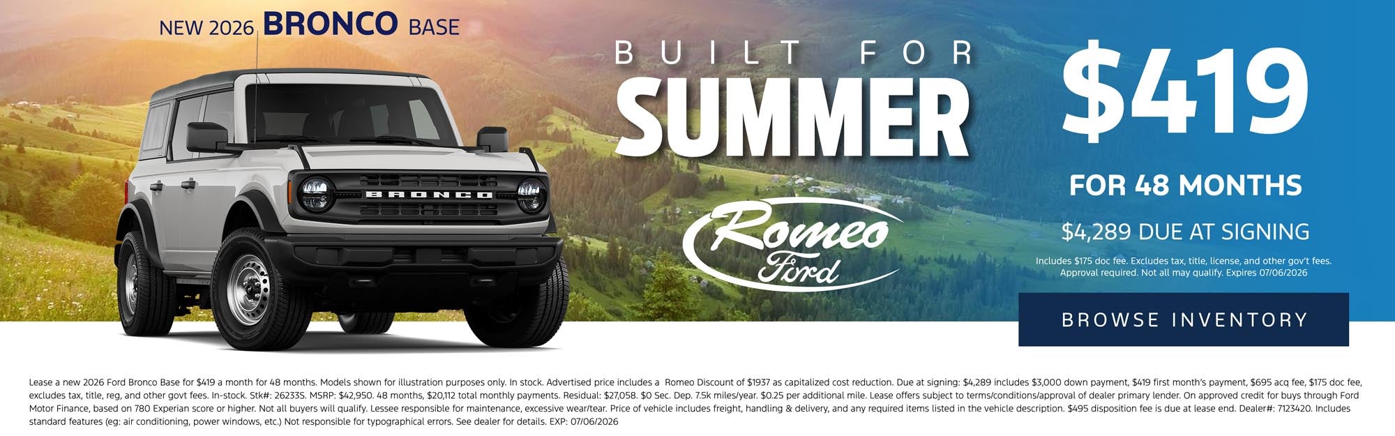 June Bronco Offer