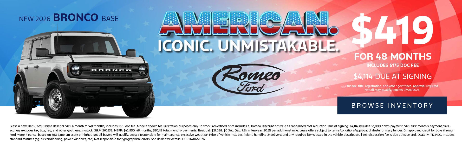 June Bronco Offer