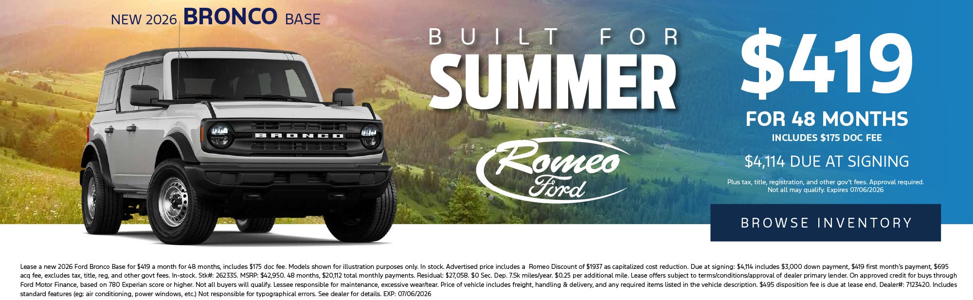 June Bronco Offer